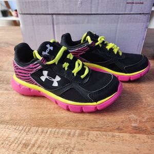 Under Armour Kids' Black and Neon Pink Sneakers